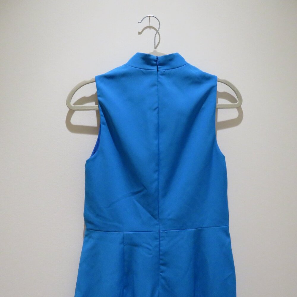 BLACK HALO Naya Sleeveless Mock Neck Ruched Sheath Dress in Breezy Blue US 10 - Picture 9 of 14